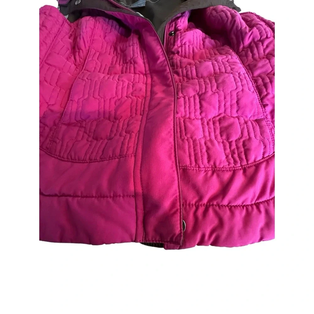Nike Vest Women's Small (4-6) Pink Sleeveless High Collar‎ Faux Fur Zip Button